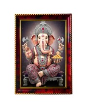 Lord Ganesha Photo Frame For Wall & Table | 7x9 Inch Golden Cherry Finish | Decorative Lord Ganesha Photo Frame For Home, Office & Pooja Room (F11917)