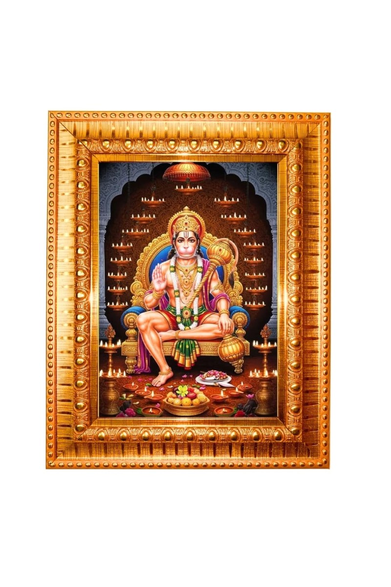 Maa Kaali Golden Designer Photo Frame | 18x22 Inch Religious Wall Hanging Frame For Home, Office Decoration and Spiritual Gift Item (M1)