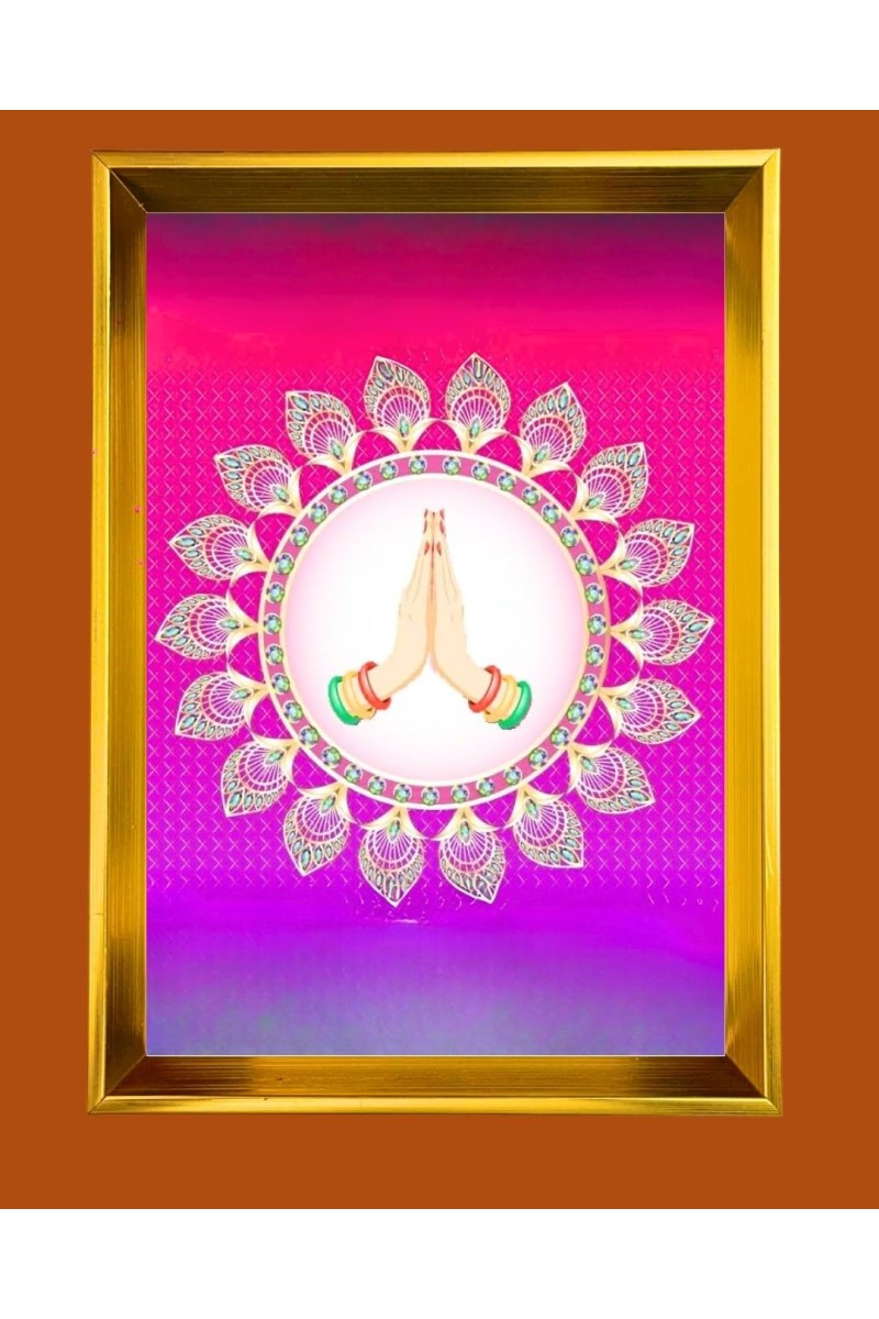 Namaste Gesture Golden Photo Frame - 10x14 Inches | Elegant Wooden Frame For Home, Office & Temple Decoration | Spiritual Wall & Table Decor and Gift Item