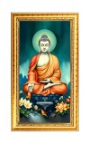 Lord Buddha Digital Golden Color Photo Frame | Hindu Religious Wall Decor | 10x17 Inches - Inspirational Wall Art For Office, Home Decor - Ideal Spiritual Gift (F10342)