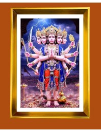 Lord Hanuman Golden Photo Frame - 12x16 Inches | Elegant Wooden Frame For Home, Office & Temple Decoration | Spiritual Wall & Table Decor And Gift Item (F9474)