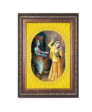 Divine Krishna & Radha Spiritual Guru Digital Photo In Designer Frame, Size 10x16 Inch | Hindu Religious Picture For Home Temple, Office & Gift | Wall Art & Pooja Decor (F10443)