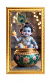 Baby Gopal Digital Golden Color Photo Frame | Hindu Religious Wall Decor | 8x15 Inches - Inspirational Wall Art For Office, Home Decor - Ideal Spiritual Gift (F10275)