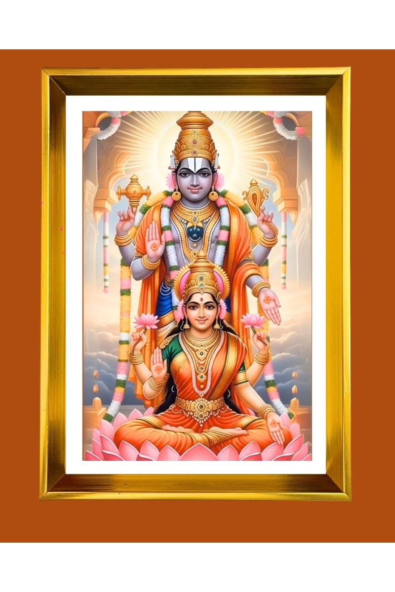 Lord Venkateswara Golden Photo Frame - 12x16 Inches | Elegant Wooden Frame For Home, Office & Temple Decoration | Spiritual Wall & Table Decor And Gift Item (F9695)
