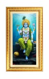 Lord Vishnu Digital Golden Color Photo Frame | Hindu Religious Wall Decor | 8x15 Inches - Inspirational Wall Art For Office, Home Decor - Ideal Spiritual Gift (F10397)