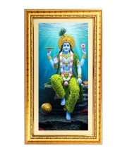 Lord Vishnu Digital Golden Color Photo Frame | Hindu Religious Wall Decor | 12x19 Inches - Inspirational Wall Art For Office, Home Decor - Ideal Spiritual Gift (F10397)