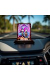 Car Desk/Table Top Radha Krishna Wooden Photo Stand 3x4 Inches, Compact & Stylish Spiritual Display For Car, Home & Office (Pack Of 1) (F14223)
