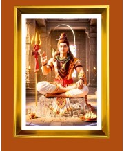 Golden Photo Frame - 10x14 Inches | Elegant Wooden Frame For Home, Office & Temple Decoration | Spiritual Wall & Table Decor and Gift Item