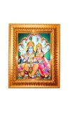 Lord Vishnu Goddess Lakshmi Golden Designer Photo Frame | 10x14 Inch Religious Wall Hanging Frame For Home & Office Decoration | Hindu Deity Spiritual Gift Item