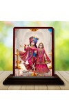 Car Desk/Table Top Lord Radha Krishna Wooden Photo Stand â€“ 3x4 Inches, Compact & Stylish Spiritual Display For Car, Home & Office (Pack Of 1) (F15120)