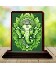Lord Ganesha Wooden Photo Stand | Car Desk/Table Top 3x4 Inches | Compact & Stylish Spiritual Display For Car, Home & Office (Pack Of 1) (F14575)