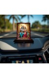 Car Desk/Table Top Radha Krishna Wooden Photo Stand 3x4 Inches, Compact & Stylish Spiritual Display For Car, Home & Office (Pack Of 1) (F14363)