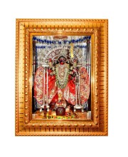 Goddess Bhavatarini Golden Designer Photo Frame | 10x14 Inch Religious Wall Hanging Frame For Home & Office Decoration | Hindu Deity Goddess Bhavatarini Spiritual Gift Item