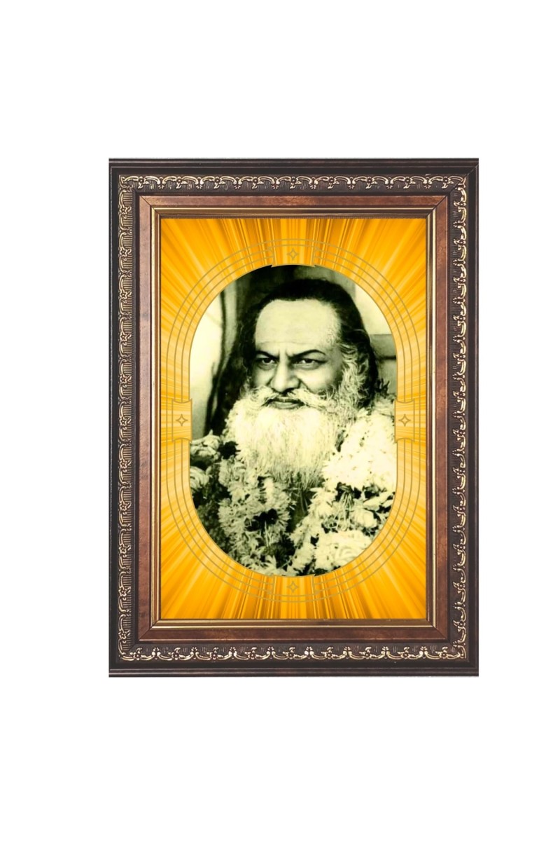Brahmananda Saraswati Spiritual Guru Digital Photo In Designer Frame, Size 8x12 Inch | Hindu Religious Picture For Home Temple, Office & Gift | Wall Art & Pooja Decor (F10460)