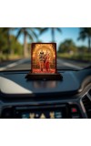 Car Desk/Table Top Lord Venkateswara With Goddess Lakshmi. Wooden Photo Stand 3x4 Inches, Compact & Stylish Spiritual Display For Car, Home & Office (Pack Of 1) (F14359)