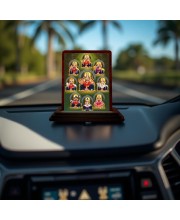 Car Desk/Table Top Ashta Lakshmi Wooden Photo Stand 3x4 Inches, Compact & Stylish Spiritual Display For Car, Home & Office (Pack Of 1) (F14153)