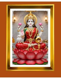 Mata Laxmi Golden Photo Frame - 14x18 Inches | Elegant Wooden Frame For Home, Office & Temple Decoration | Spiritual Wall & Table Decor And Gift Item (F9806)