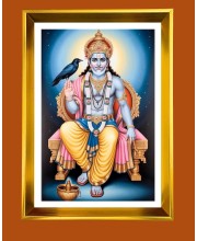 Shani Dev Golden Photo Frame - 10x14 Inches | Elegant Wooden Frame For Home, Office & Temple Decoration | Spiritual Wall & Table Decor and Gift Item