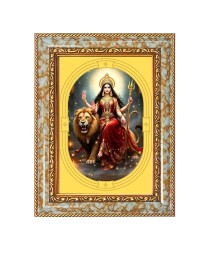 Devi Durga Spiritual Guru Digital Photo In Designer Frame, Size 8x12 Inch | Hindu Religious Picture For Home Temple, Office & Gift | Wall Art & Pooja Decor (F10402)