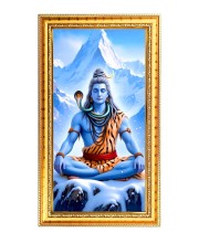 Lord Shiva Digital Golden Color Photo Frame | Hindu Religious Wall Decor | 10x17 Inches - Inspirational Wall Art For Office, Home Decor - Ideal Spiritual Gift (F10367)