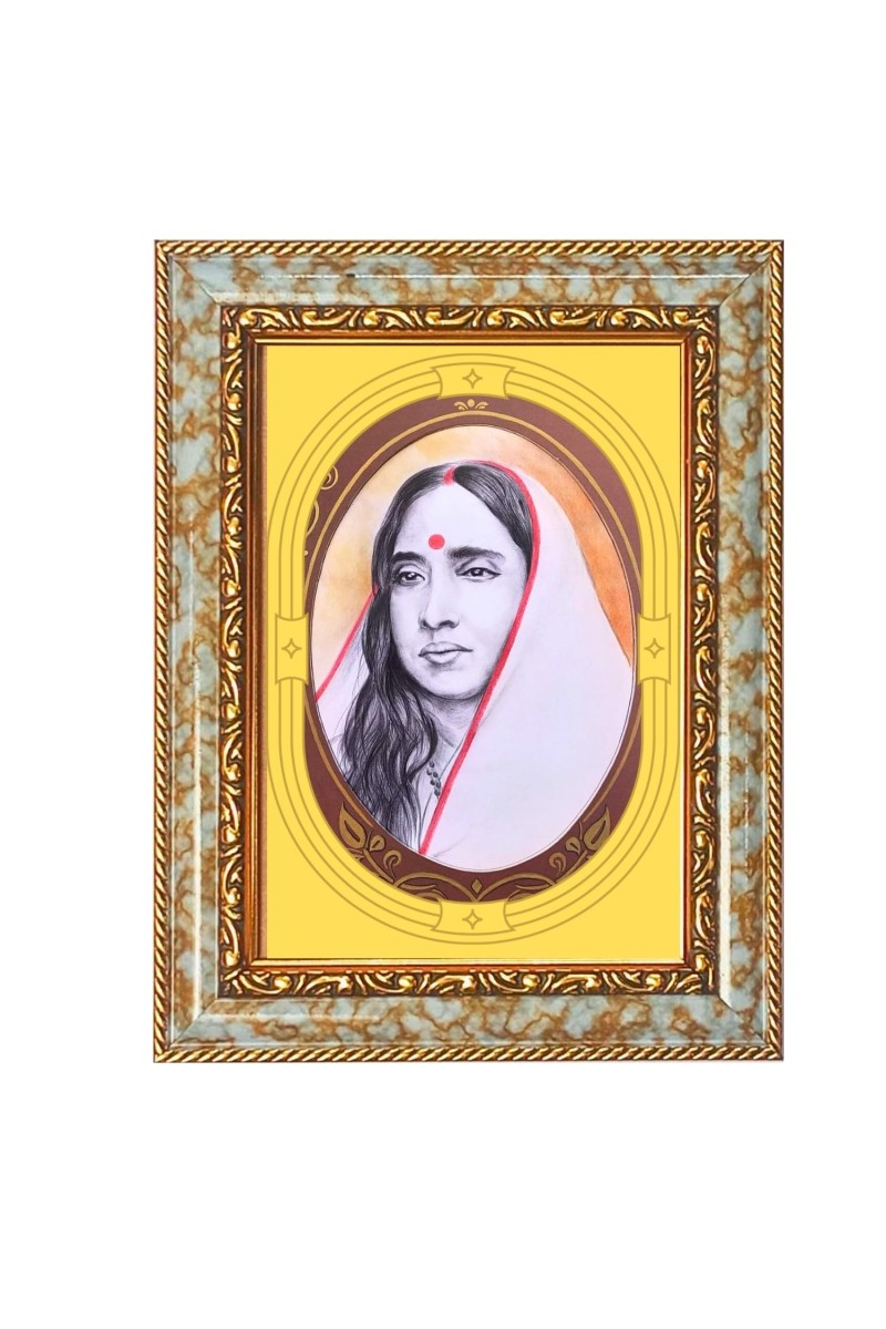 Sri Sarada Devi Spiritual Guru Digital Photo In Designer Frame, Size 8x12 Inch | Hindu Religious Picture For Home Temple, Office & Gift | Wall Art & Pooja Decor (F10422)