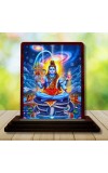 Car Desk/Table Top Lord Shiva Wooden Photo Stand 3x4 Inches, Compact & Stylish Spiritual Display For Car, Home & Office (Pack Of 1) (F14186)
