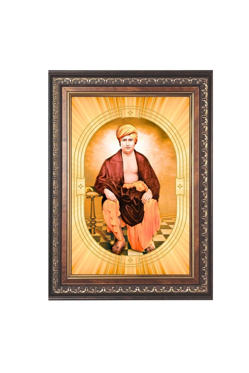 Swami Dayanand Saraswati Spiritual Guru Digital Photo In Designer Frame, Size 8x12 Inch | Hindu Religious Picture For Home Temple, Office & Gift | Wall Art & Pooja Decor (F10464)