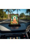 Car Desk/Table Top God Buddha Wooden Photo Stand 3x4 Inches, Compact & Stylish Spiritual Display For Car, Home & Office (Pack Of 1) (F14572)