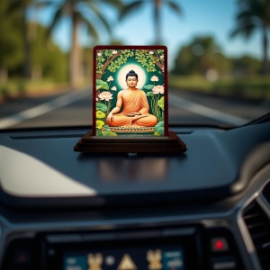 Car Desk/Table Top God Buddha Wooden Photo Stand 3x4 Inches, Compact & Stylish Spiritual Display For Car, Home & Office (Pack Of 1) (F14572) Car Desk/Table Top God Buddha Wooden Photo Stand 3x4 Inches, Compact & Stylish Spiritual Display For Car, Home & Office (Pack Of 1) (F14572)