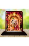 Car Desk/Table Top Radha Krishna Wooden Photo Stand 3x4 Inches, Compact & Stylish Spiritual Display For Car, Home & Office (Pack Of 1) (F14365)