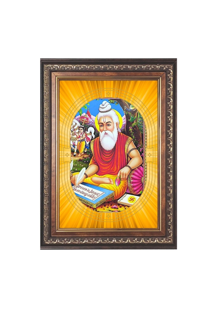 Maharishi Valmiki Spiritual Guru Digital Photo In Designer Frame, Size 12x18 Inch | Hindu Religious Picture For Home Temple, Office & Gift | Wall Art & Pooja Decor (F10461)