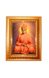 Swami Vivekananda Golden Designer Photo Frame | 12x16 Inch Religious Wall Hanging Frame For Home & Office Decoration | Hindu Deity Spiritual Gift Item