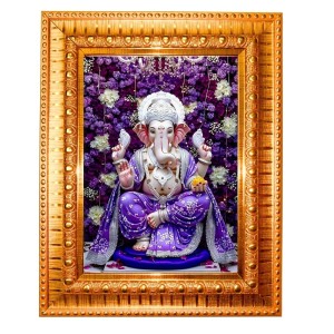 Goddess Durga Golden Designer Photo Frame | 16x20 Inch Religious Wall Hanging Frame For Home, Office Decoration and Spiritual Gift Item (M3)