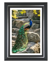 Peacock Photo Wall & Table Frame | 10x14 Inch Black Designer | Perfect For Gifting & Home Decor (F9611)