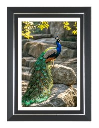 Peacock Photo Wall & Table Frame | 18x22 Inch Black Designer | Perfect For Gifting & Home Decor (F9611)