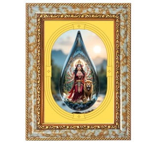Devi Durga Spiritual Guru Digital Photo In Designer Frame, Size 8x12 Inch | Hindu Religious Picture For Home Temple, Office & Gift | Wall Art & Pooja Decor (F10400)