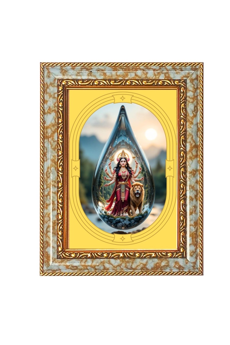 Devi Durga Spiritual Guru Digital Photo In Designer Frame, Size 16x20 Inch | Hindu Religious Picture For Home Temple, Office & Gift | Wall Art & Pooja Decor (F10400)