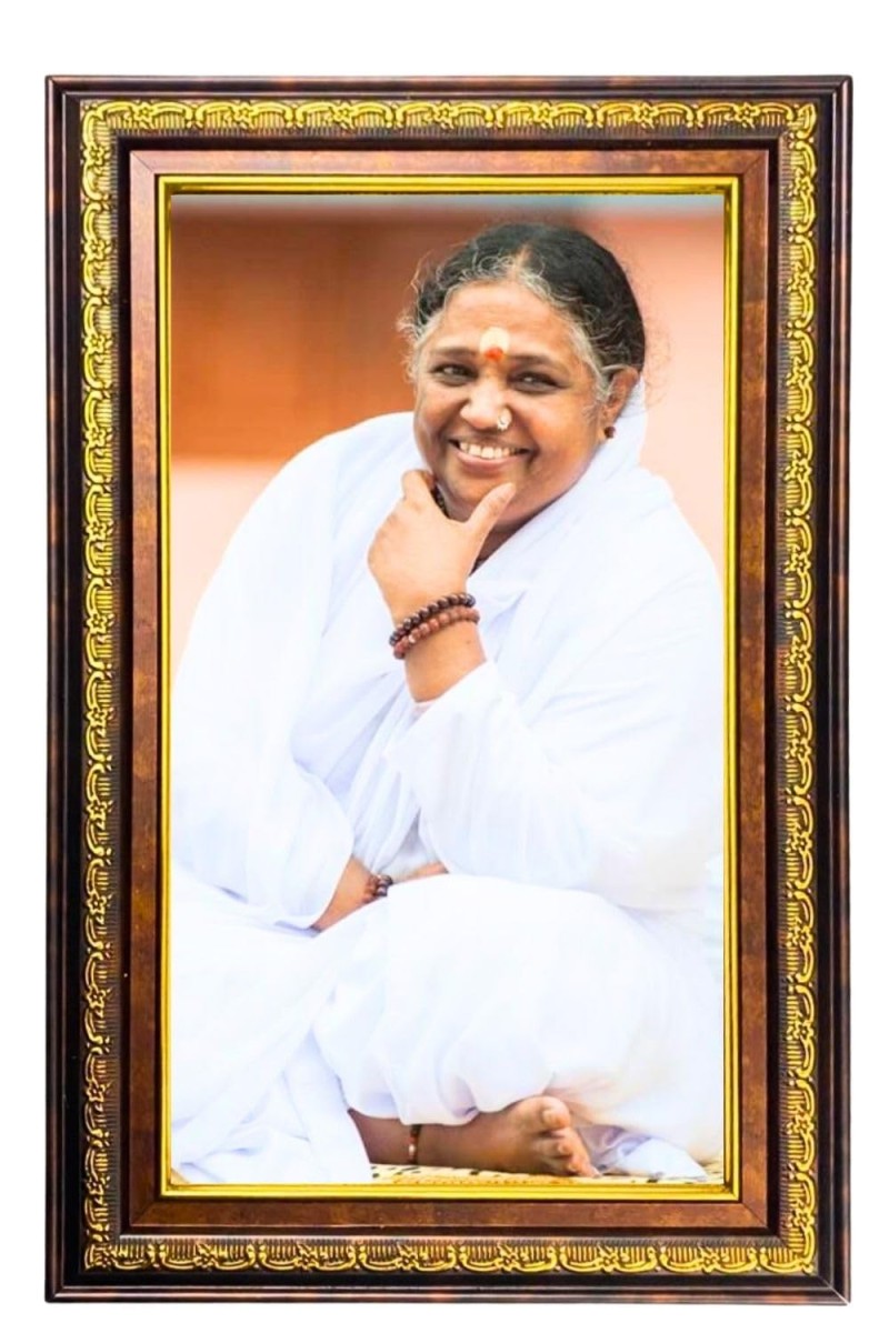 Sri Mata Amritanandamayi Devi Digital Golden Balck Color Photo Frame | Hindu Religious Wall Decor | 10x16 Inches - Inspirational Wall Art For Office, Home Decor - Ideal Spiritual Gift (F16633)