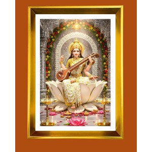 Mata Lakshmi Golden Photo Frame - 14x18 Inches | Elegant Wooden Frame For Home, Office & Temple Decoration | Spiritual Wall & Table Decor And Gift Item (F9685) Mata Lakshmi Golden Photo Frame - 14x18 Inches | Elegant Wooden Frame For Home, Office & Temple Decoration | Spiritual Wall & Table Decor And Gift Item (F9685)