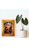 Lord Hanuman Golden Designer Photo Frame | 10x14 Inch Religious Wall Hanging Frame For Home & Office Decoration | Hindu Deity Spiritual Gift Item