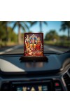 Car Desk/Table Top Lord Rama Darbar Wooden Photo Stand 3x4 Inches, Compact & Stylish Spiritual Display For Car, Home & Office (Pack Of 1) (F14246)