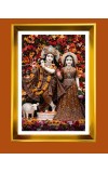 Divine Radha Krishna Golden Photo Frame - 10x14 Inches | Elegant Wooden Frame For Home, Office & Temple Decoration | Spiritual Wall & Table Decor and Gift Item