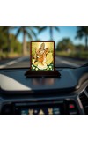 Car Desk/Table Top Maa Sarswati Wooden Photo Stand 3x4 Inches, Compact & Stylish Spiritual Display For Car, Home & Office (Pack Of 1) (F15173)