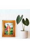 Sri Chaitanya Mahaprabhu Golden Designer Photo Frame | 10x14 Inch Religious Wall Hanging Frame For Home & Office Decoration | Hindu Deity Spiritual Gift Item