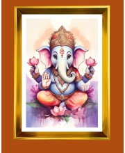 Golden Photo Frame - 10x14 Inches | Elegant Wooden Frame For Home, Office & Temple Decoration | Spiritual Wall & Table Decor and Gift Item
