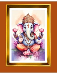 Golden Photo Frame - 10x14 Inches | Elegant Wooden Frame For Home, Office & Temple Decoration | Spiritual Wall & Table Decor and Gift Item