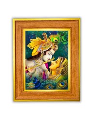 Radha Krishna Photo Frame 14x18 Inches-Brown Wooden Frame For Home, Office & Temple Decoration And Gifting (F6435)