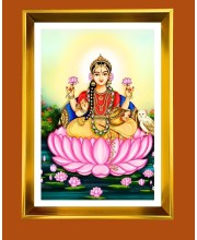 Mata Laxmi Golden Photo Frame - 10x14 Inches | Elegant Wooden Frame For Home, Office & Temple Decoration | Spiritual Wall & Table Decor And Gift Item (F9901)