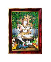 Lord Shiva Photo Frame For Wall & Table | 7x9 Inch Golden Cherry Finish | Decorative Lord Shiva Photo Frame For Home, Office & Pooja Room (F11765)