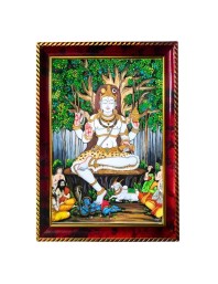 Lord Shiva Photo Frame For Wall & Table | 7x9 Inch Golden Cherry Finish | Decorative Lord Shiva Photo Frame For Home, Office & Pooja Room (F11765)